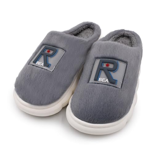 Image of VRITRAZ Men's Plush Winter Slippers | Soft Furry Lined Indoor Slides | Warm Comfortable Anti-Slip Home Footwear