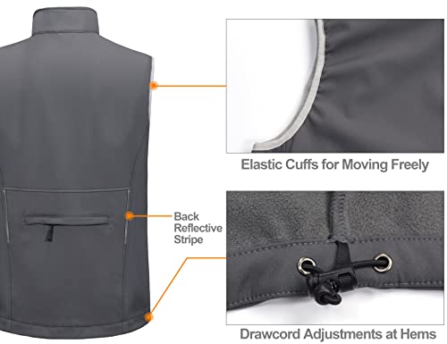 Little Donkey Andy Men's Lightweight Fleece Lined Softshell Vest Windproof Sleeveless Jacket For Hiking Travel Golf Gray L #TOP4