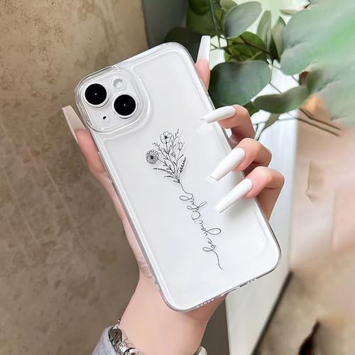 IPhone 16ケース デザインケース 花柄 フラワー flower 可愛い シンプル おしゃれ かわいい アイフォン１５ iphone 15 アイフォン１６ カバー 携帯 スマホ用 透明 耐衝撃 カメラ保護 クリア iPhone保護 アート サイン デザイン、透明カバー、耐衝撃 (アートデザイン花, iphone15)