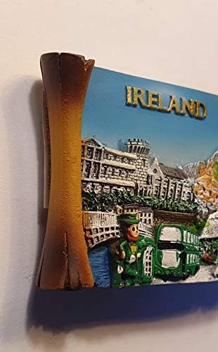 Ireland Collage Scroll Fridge Magnet - Leprechaun / Green Top Hat / Bus / Telephone Box / Dublin Castle / Record Wardrobe Tower / for Fans of Riverdance, Blarney Stone, Galway / Emerald Isle Souvenir