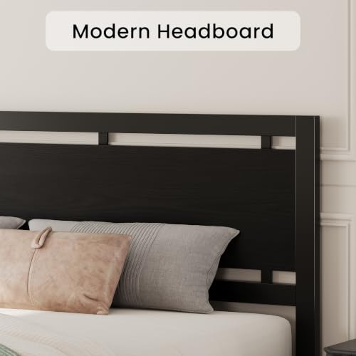Image of LIKIMIO California King Bed Frame with Headboard and Footboard, Metal Strong Supports, Easy Assembly, Noise-Free, No Box Spring Needed, Black