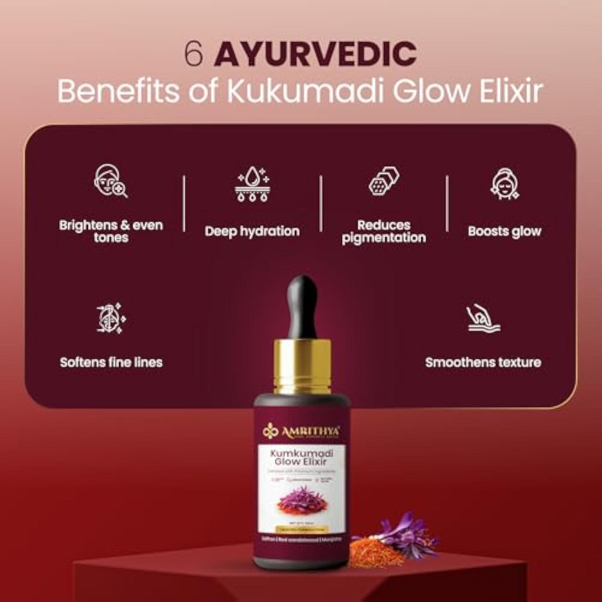 Kumkumadi Glow Elixir, Saffron Face Oil Serum