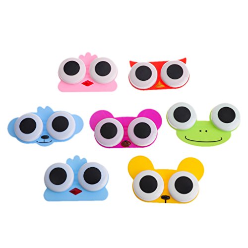 VVXXMO 1Pcs Contact Lenses Box Case,Sweet Cartoon 3D Big Eyes Owl Frog Animal Shape, Contact Lens Case