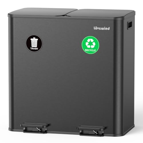 lovewind Mülleimer Küche 80L, 2 x 40L Mülltrennsystem mit 2 Fächern, Edelstahl Tretmülleimer mit Soft-Close Deckel… – Ansicht 1