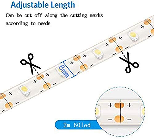 Echosair Battery Led Strip Lights Warm White With Remote Control, 6.56Ft 60 Led Light Strips Waterproof, 8 Modes, Dimmable, Timer, Self-Adhesive, Cuttable For Bedroom Mirror Kitchen Cabinet Decor #TOP5