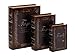 Deco 79 Wood Family Tree Leather Book Box, 13 by 11 by 8-Inch, Mahogany Brown, Set of 3