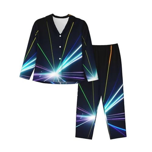 Pyjama 2 pièces femme manches longues laser vêtement de nuit imprimé homewear