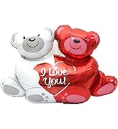 DIWULI I love you Balloon - Teddy Bear Balloon Sweet, Big Red Love Balloon Valentine Foil Balloon...