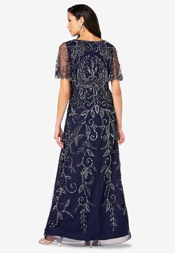 Roaman's Women's Plus Size Plus Size Beaded Capelet Maxi Gown – Glam Evening Dress2