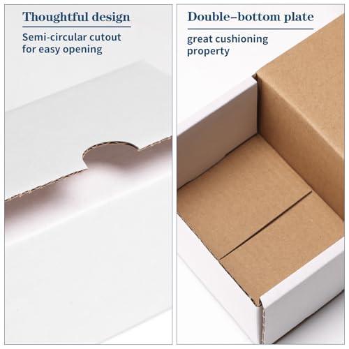 Image of ZBEIVAN 4x3x2 White Shipping Boxes Set of 50, Corrugated Cardboard Mailer Boxes for Packaging Small Business Mailing Gifts