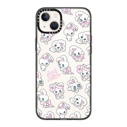 CASETiFY �R���p�N�g iPhone 14 Plus �P�[�X [MIL�K�i���� (2x MIL-STD-810G)/1.2m����̗����e�X�g���N���A] - Ribbon Bunnies - �N���A �u���b�N