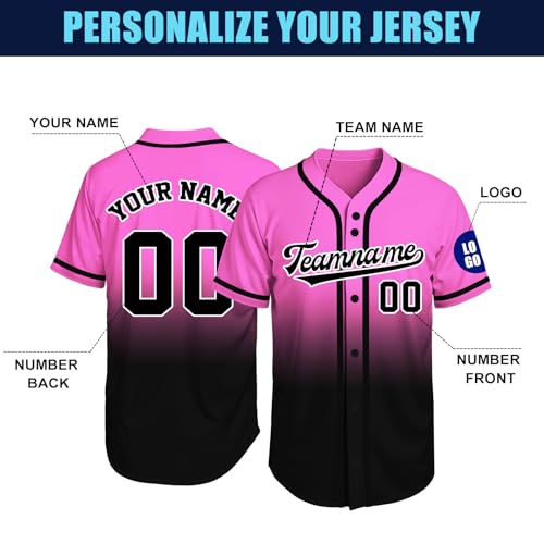Image of Custom Baseball Jersey Personalized Stitched or Printed Name Number Baseball Shirt Sports Uniform Gifts for Men Women Youth