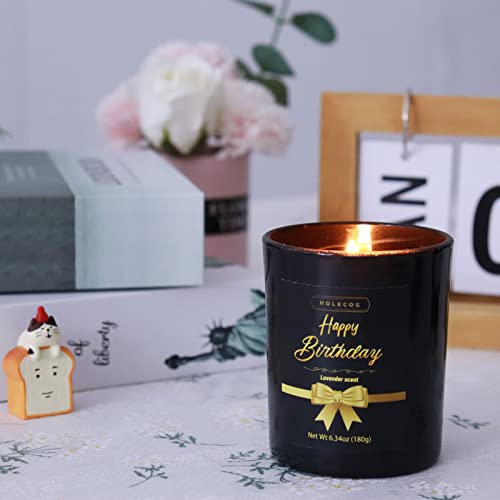 Holkcog Happy Birthday Candle- Birthday Scented Candles Home Room Decorations, Soy Wax Candles Scents Of Lavender (6.34Oz 45Hours Burn), Jar Candle Birthday Gifts For Men, Bday Gift For Dad/Boyfriend #TOP2