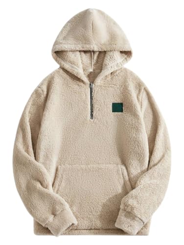 Image of TAGAS Unisex Fleece Hoodie - Ultra Soft Sherpa Pullover with Half-Zip & Kangaroo Pocket Sweatshirt Hoodie