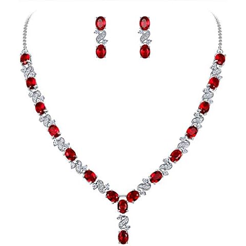 Clearine Bridal Cubic Zirconia Necklace and Earrings Set Cover