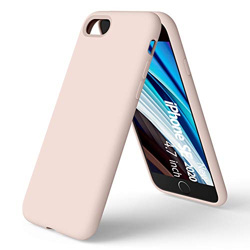 ORNARTO Funda Silicone Case para iPhone SE(2020),Protección de Cuerpo Completo, iPhone 7/8 Carcasa de Silicona Líquida Suave Antichoque Bumper para iPhone 7/8/ SE(2020) 4,7 Pulgadas-Rosa Arena