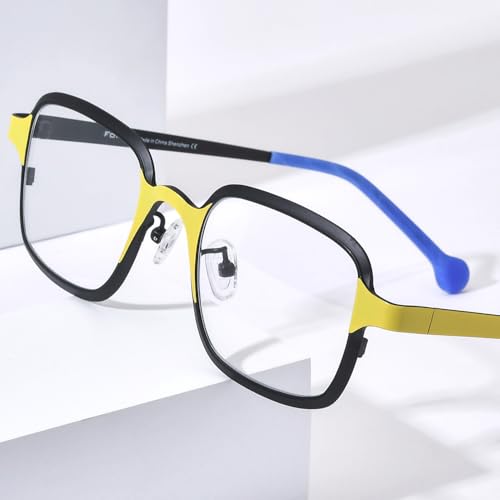 Image of FONEX Colorful Pure Titanium Glasses Frame Women Retro Round Eyeglasses