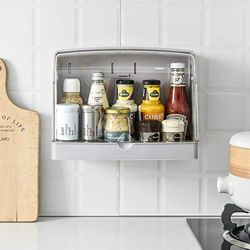 Miniatura 2 de FMURY - Percha de pared para baño, a prueba de polvo e impermeable, con solapa transparente, caja de almacenamiento para cosméticos, estante de