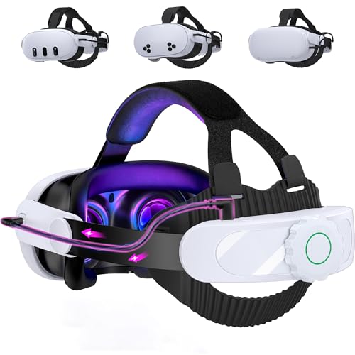HASACOOL - HASACOOL Sangle de tête pour Meta Quest 3/Quest 3S/Quest 2 avec batterie de 8000 mAh, sangle de rechange Elite réglable pour casque VR, sangle de tête améliorée, soutien et confort améliorés et