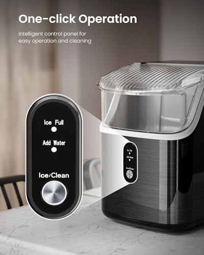 Image of Kismile Nugget Ice Maker Countertop,35Lbs /24H Pellet Ice Machine with Chewable Ice,Self-Cleaning Pebble Ice Maker with Ice Scoop,One-Click Operation,for Home /Kitchen /Office(Black)
