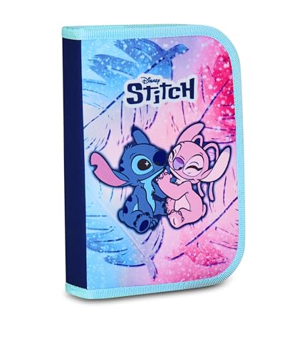 Seven Federmäppchen mit Lilo&Stitch Mäppchen Mehrfarbig Federtasche für Schreibwaren Etui komplett mit Bleistiften Filzstiften Schulmaterial Kindergarten- Grundschule XXL 14-teilig
