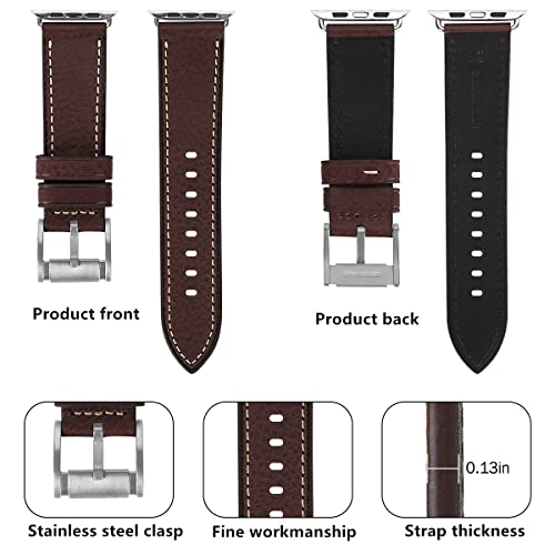Image of HUAFIY Compatible for Apple Watch Bands 42mm 44mm45mm46mm 49mm 38mm 40mm41mm, Genuine Leather Band Strap for iWatch Series 11 /10 /9 /8,7,6,5,4,3,2,1, Ultra3 2 1