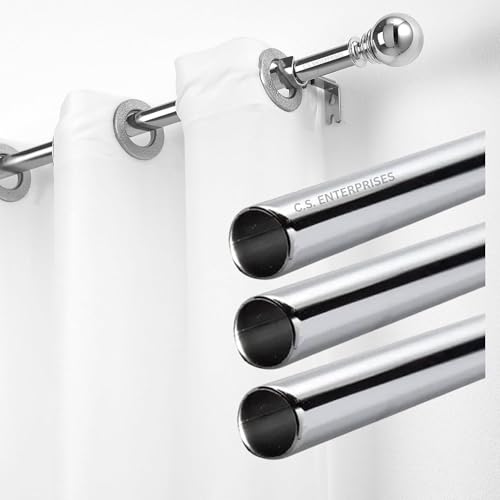 Image of Stainless Steel Curtain Rod | Silver & Chrome Finish | Anti-Rust | Sturdy & Durable | Multipurpose | SS Pipes for Door, Window, Shower, Home and Office (5 pipe, 4.5ft)