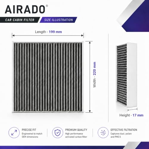 Image of Car Cabin Air Filter with Activated Carbon | AC Filter for i-20, I-20 Nline, i-20 Elite PM2.5 Dust Protection | Easy DIY Installation | Pack of 1 | Car Cabin Air Filter with Activated Carbon