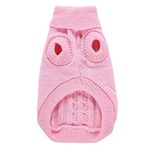Image of Dog Sweater Soft Warm Turtleneck Knitted Clothes for Small Medium Large Pet | Comfy Wool Knit, Turtleneck & Classic Design, Easy on /off, Warm Winter Girls Boys Dogs Christmas Sweaters, Pink, S