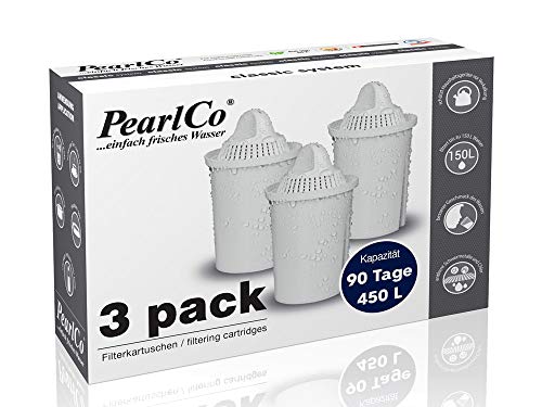 PearlCo Pack de 3 Cartouches filtrantes Universal Classic (Compatible avec Brita Universal Classic)