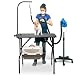 Nova Microdermabrasion 32 Inches Pet Dog Grooming Table Portable Drying Table Non-Slip Top w/Adjustable Arm, Mesh Tray for Small Dog and Cats