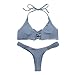 MOOSKINI Women's 2 Pcs Bikini Brazilian Bottom Braided rope Swimsuit Swimwear (S(US Size 2-4), B923GY)