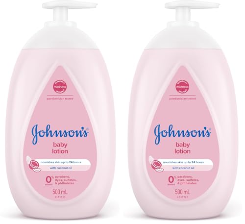 Johnson's Baby Gentle Fresh Scented Mild Moisturising Baby Lotion 500mL|With Coconut Oil Extract|Keeps Delicate Skin soft,Smooth & Moisturises for up to 24hrs (Pack of 2)