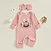 Yhilee Praise Newborn Baby Girl Clothes Football Golf Onesie Romper Long Sleeve Knit Jumpsuit Cute Newborn Girl Fall Outfits (Rugby Pink, 0-3 Months)