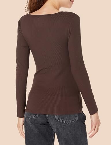 Image of Amazon Essentials Women's Slim-Fit Long Sleeve V-Neck Knit Rib Shirts, Pack of 2