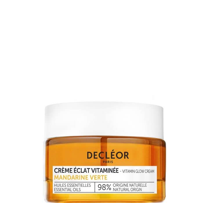 Decléor, Day Cream, Moisturiser, smooths The Appearance of fine Lines, Leaving Skin energised with a Healthy-Looking Glow, with Green Mandarin Essential Oils and Hyaluronic Acid, Vitamin Glow Cream