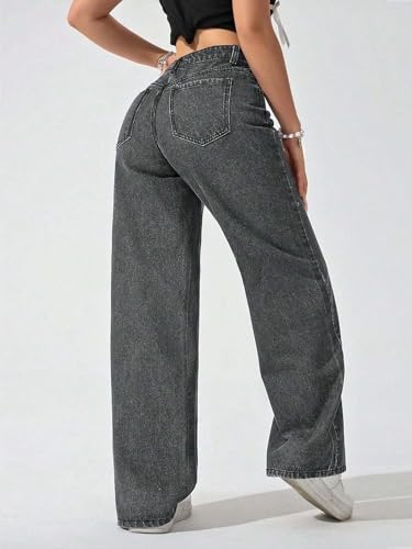 Image of KOTTY Women's High-Waist Button Relaxed Fit Casual Ankle Length Stylish Jeans