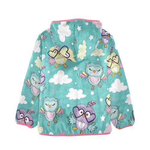 OTVEE Cute Owls on Blue Kids Hoodie Jacket Fall Spring Full Zip Warm Outwear Coat2