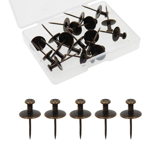 Image of Double Headed Picture Hangers Nails,TTZEZE Zinc Alloy Small Head Hanging Nail,Decorative Nail Push Pins,Small Head Hanging Photo Hook Thumb Tacks Bronze 40PCS