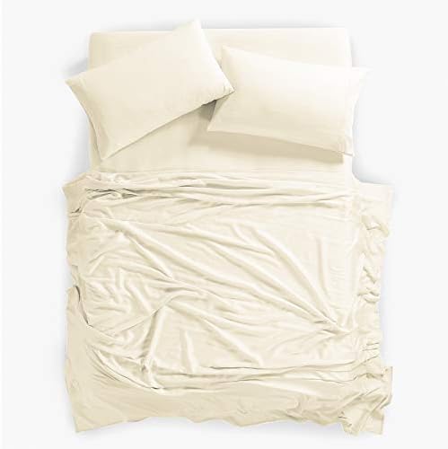 100% Tencel Sheet Set - Queen Size 4 Piece Sheets with Deep Pockets up to 18 Inches - Luxuriously Cooling, Super Soft & Silky Sateen Weave Lyocell Bed Sheets in Ivory (Queen) - Thumbnail 3
