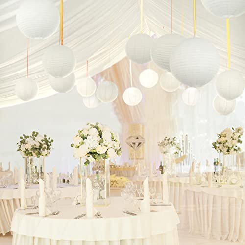 Image of 10pcs White Round Hanging Paper Lanterns, 4 Size | Chinese Paper Lanterns, Party Wedding Anniversary Decorations