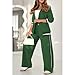 2 Piece Sets for Women Summer Rib Blazer Sets Fashion 2 Piece Outfits Cardigans Long Sleeve and Pants Jacket Suit Army Green
