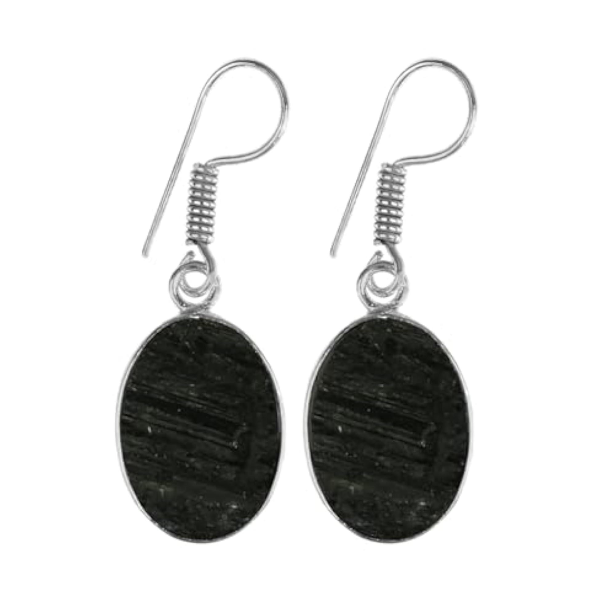 Women's AAA Black Tourmaline Natural Stone Stud Earrings