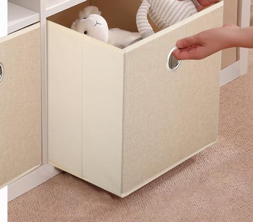 JAKAGO Foldable Storage Boxes Set of 6,Large Cloth Drawer Organizer Fabric Storage Cubes 30 x 30 x 30 cm for Cube Storage Unit Home Office Nursery Organiser (Beige) - Image 2