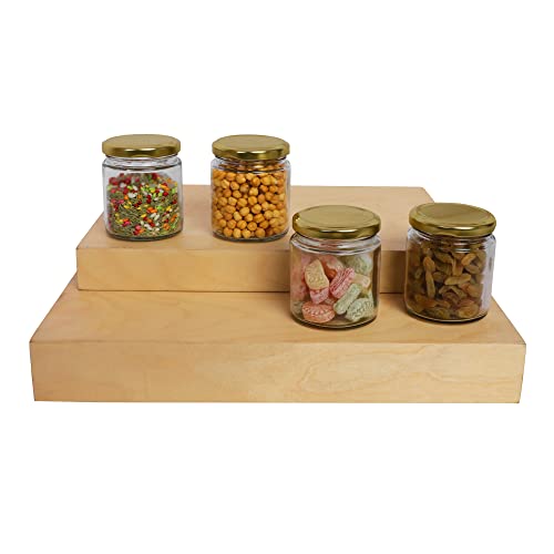 Image of (Storage Jar Pack of 4 Glass Jar | Round for Kitchen | Multi-Purpose Octagon Canister | Container 200 ml Each | Kitchen Storage jars & Container Set