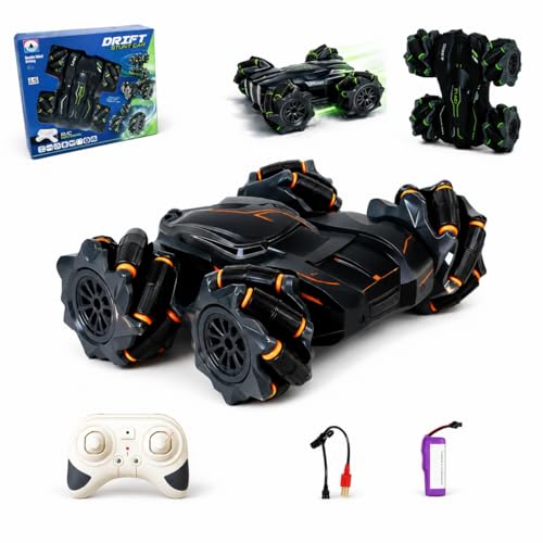 Image of Eli & Chi Remote Control Car for Kids, 4WD RC Stunt Drift Toy, 360 Rotation, Double Sided Driving, Rechargeable High Speed Racing with LED Lights, Birthday Gift for Boys Girls 5-12 Years, Multicolour