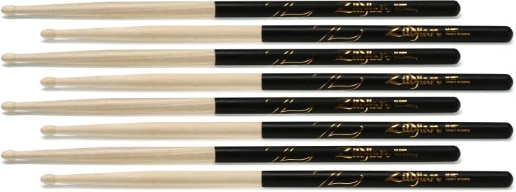 Zildjian Hickory Dip Serie 4 für 3 Drumsticks Pack - 5A - Holzspitze - Schwarz