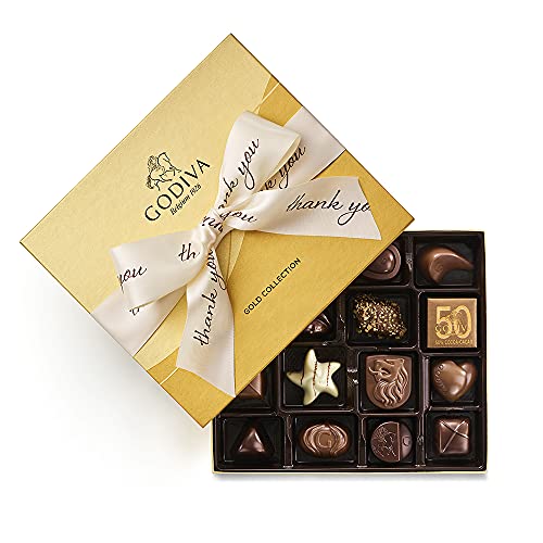 Godiva Chocolatier Assorted Chocolate Gold Gift Box, Thank You Ribbon, 19 Pieces, 7.2 Ounces #TOP12
