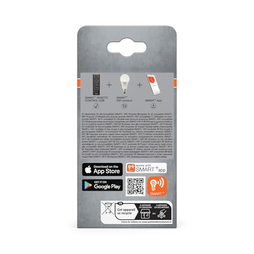 OSRAM SMART+ WiFi Fernbedienung, aufladbar mit USB-C in Schwarz, IP20-Schutz, zur intelligenten Steuerung Automatisierung von Smart-Home-Systemen