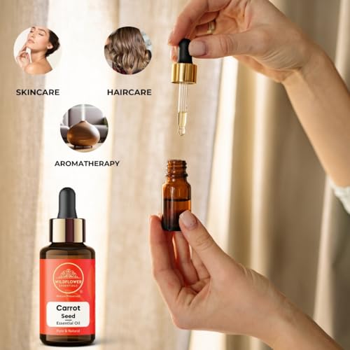 Image of Carrot Seed Essential Oil | Hair Growth Oil | Massage Oil | Body Oil for Glowing Skin | No added Fragrance, Lightweight & Easy Absorable - 15 Ml